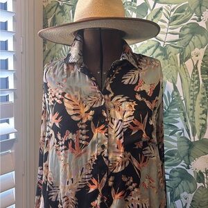 Free People Floral Tunic - Black and Orange